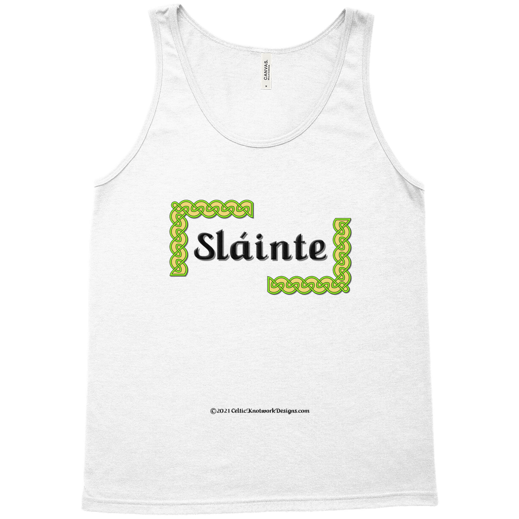 Slainte Celtic Knots white tank top sizes XL-2XL