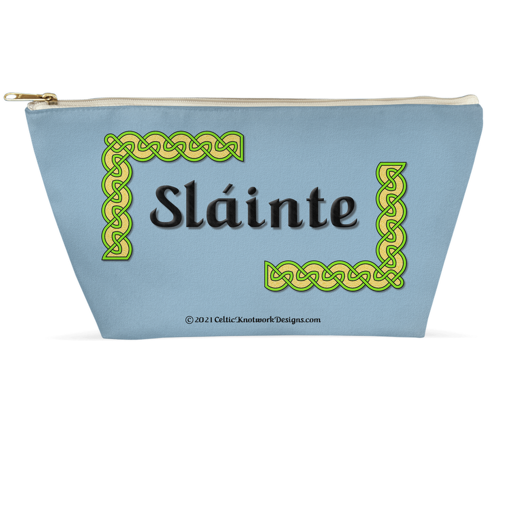 Slainte Celtic Knots 12.5 x 7 T-bottom accessory pouch with white zipper front