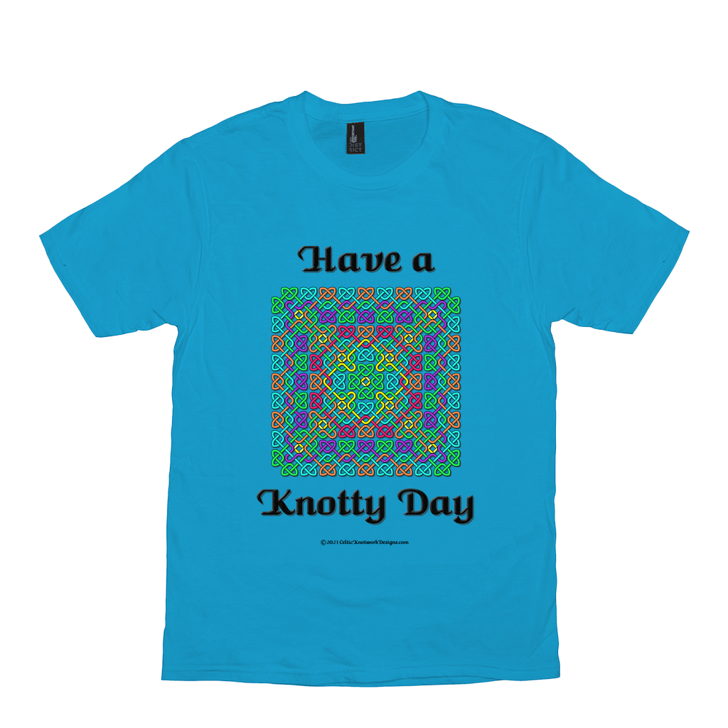 Have a Knotty Day Celtic Knotwork Panel light turquoise t-shirt sizes XS-S