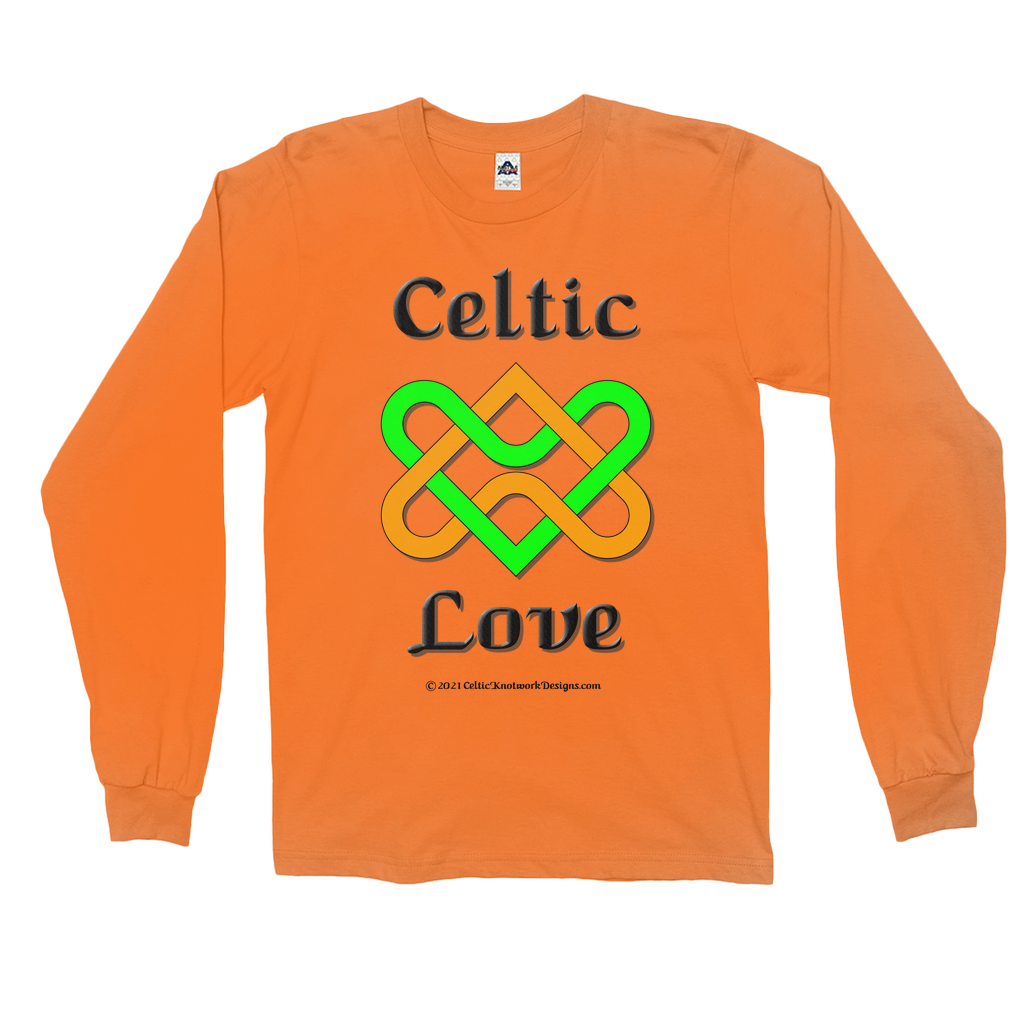 Celtic Love Heart Knot orange long sleeve shirt