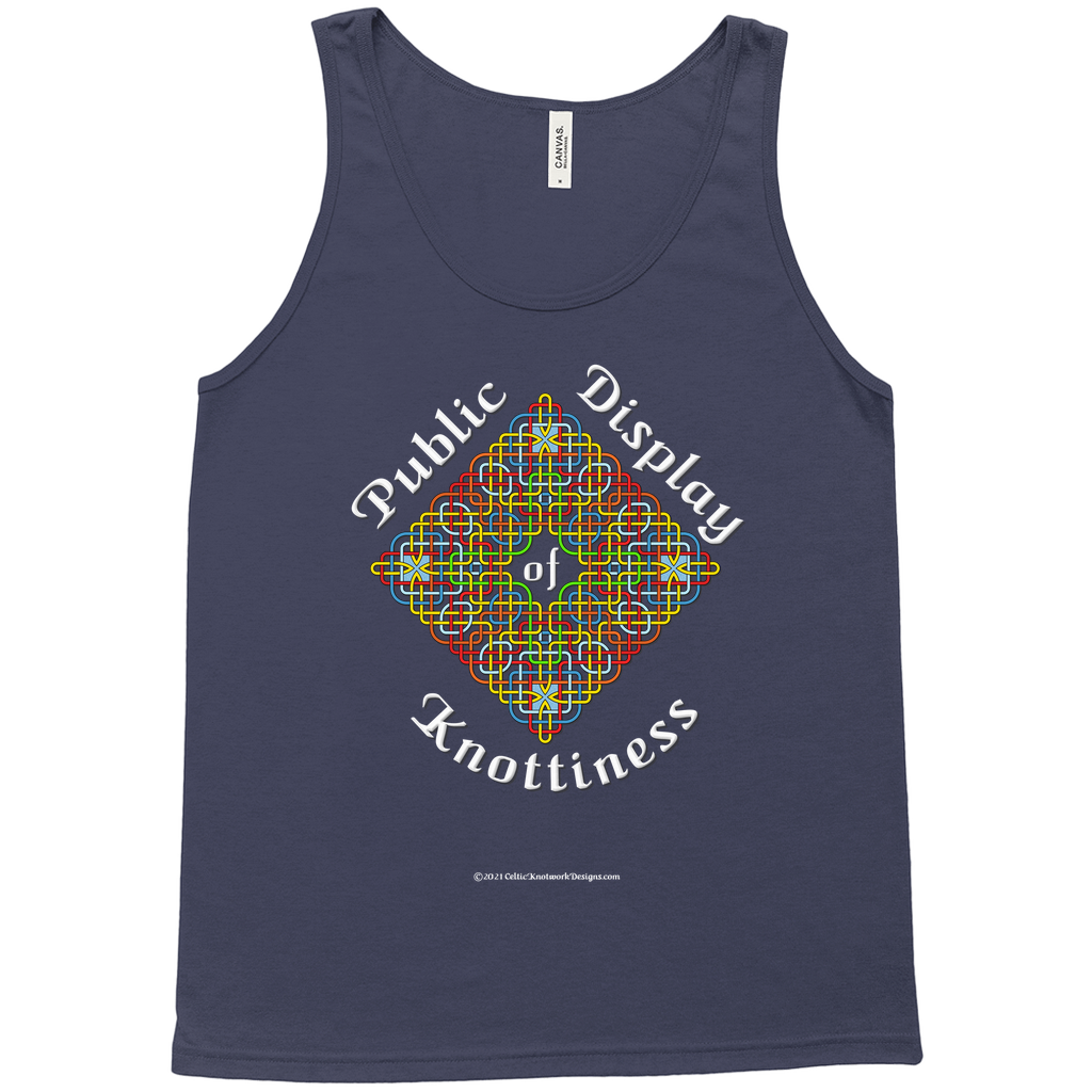 Public Display of Knottiness Celtic Knotwork Frame navy tank top sizes XL - 2XL