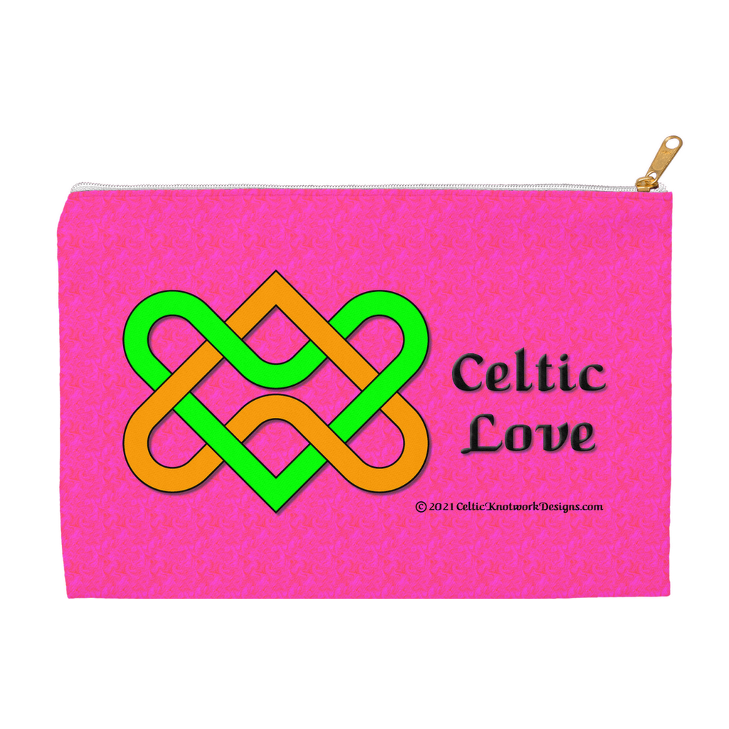 Celtic Love Heart Knot 8.5 x 6 flat accessory pouch with white zipper back