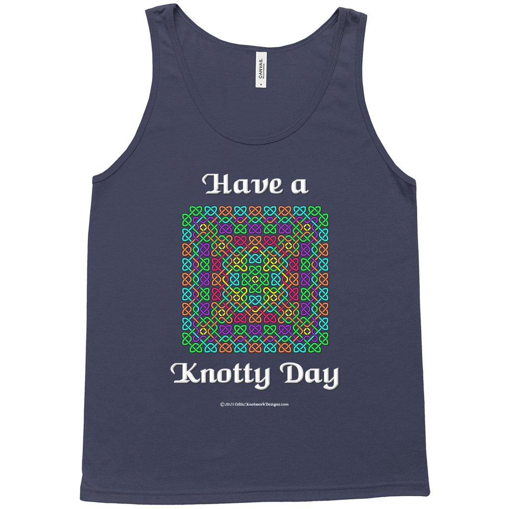 Have a Knotty Day Celtic Knotwork Panel navy tank top sizes XL-2XL