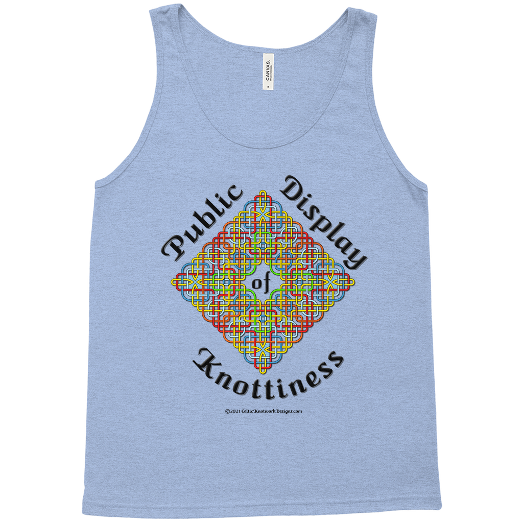 Public Display of Knottiness Celtic Knotwork Frame blue tri-blend tank top sizes XS - L