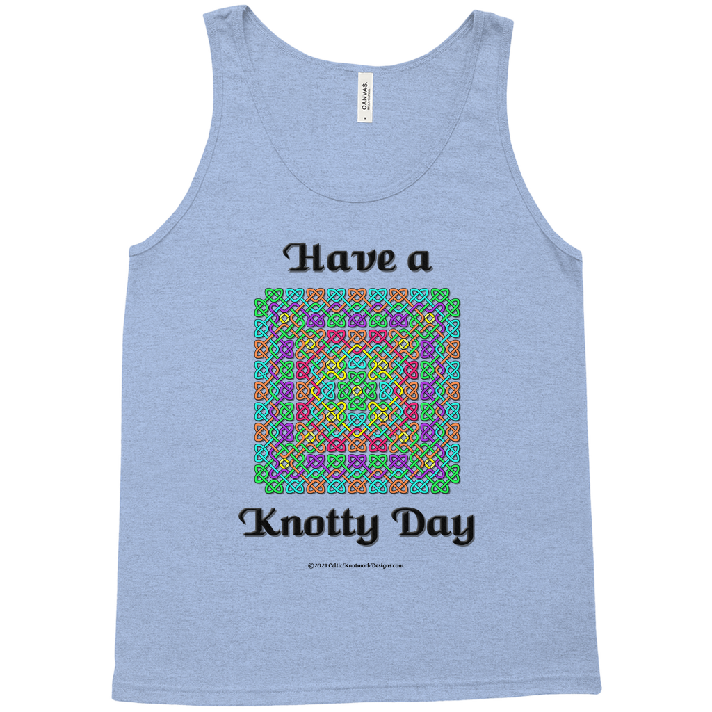 Have a Knotty Day Celtic Knotwork Panel blue tri-blend tank top sizes XL-2XL