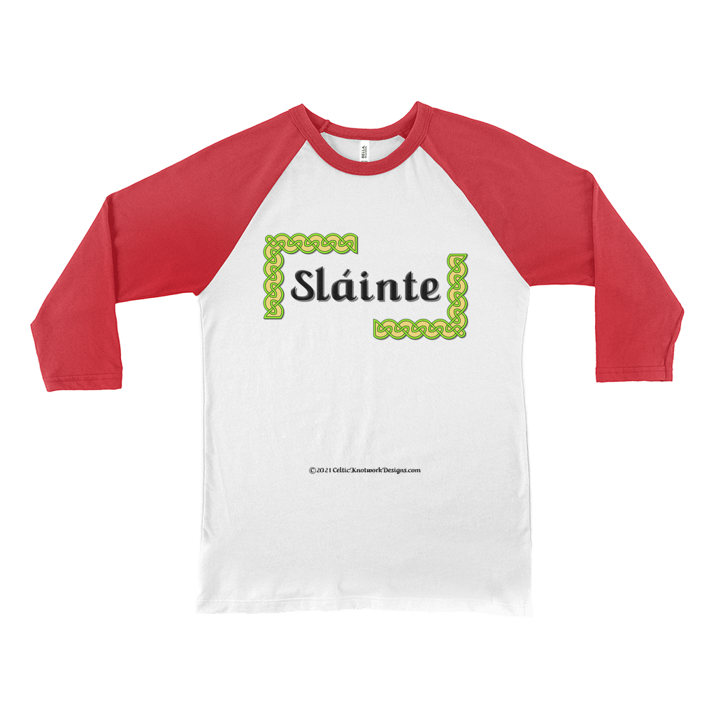 Slainte Celtic Knots white with red baseball shirt