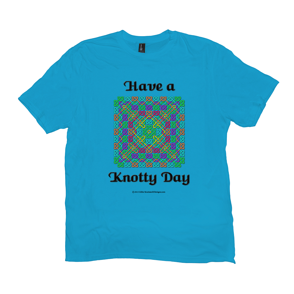 Have a Knotty Day Celtic Knotwork Panel light turquoise t-shirts sizes XL-4XL