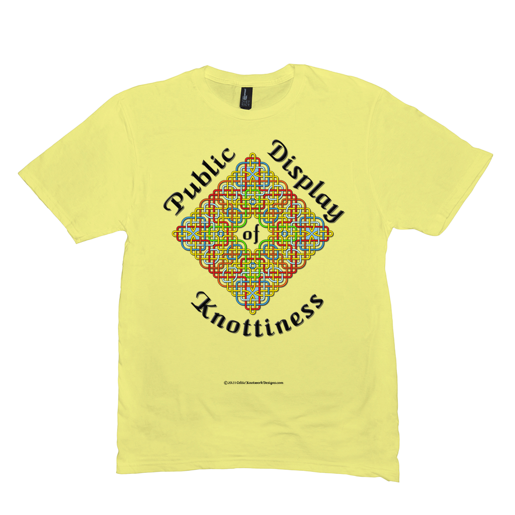 Public Display of Knottiness Celtic Knotwork Frame lemon yellow T-shirt size M - L