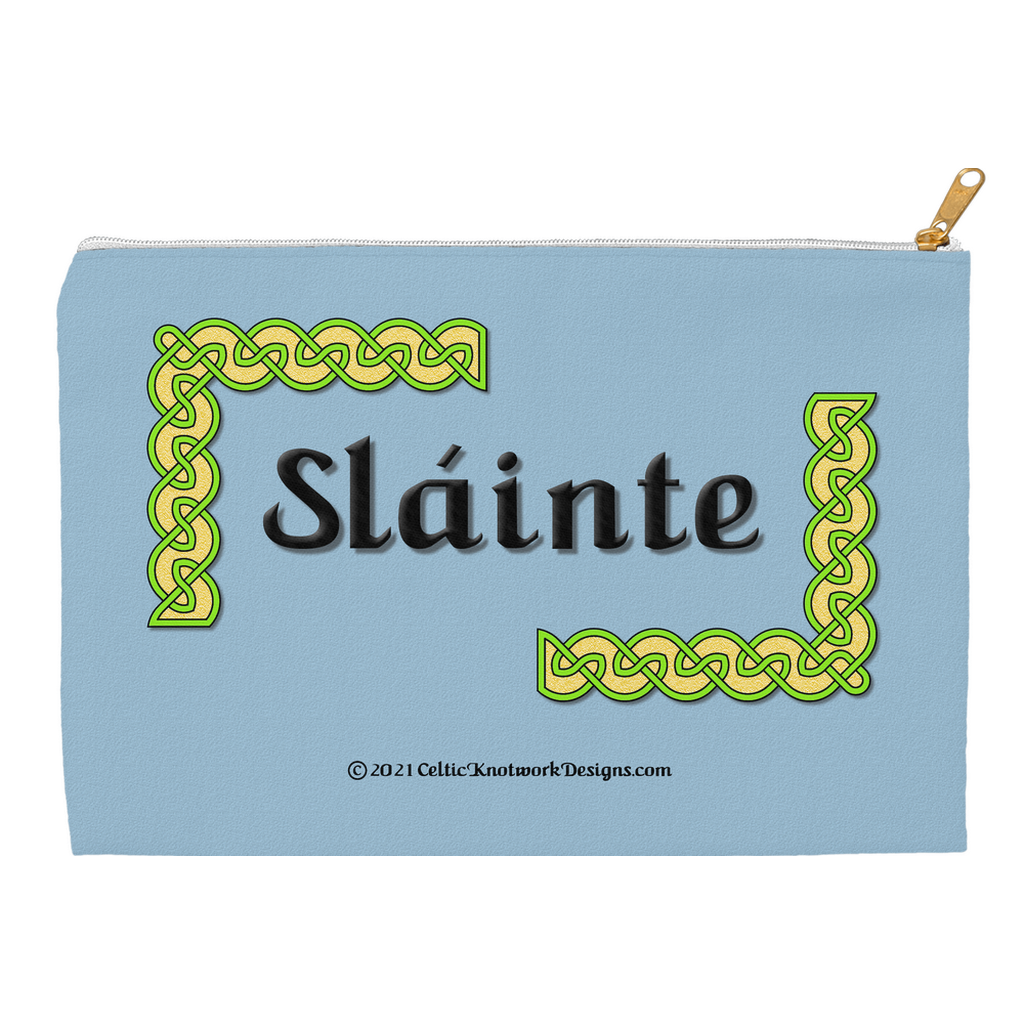 Slainte Celtic Knots 12.5 x 8.5 flat accessory pouch with white zipper front