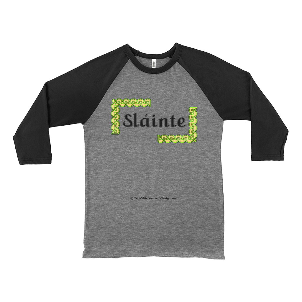 Slainte Celtic Knots black heather with black baseball shirt