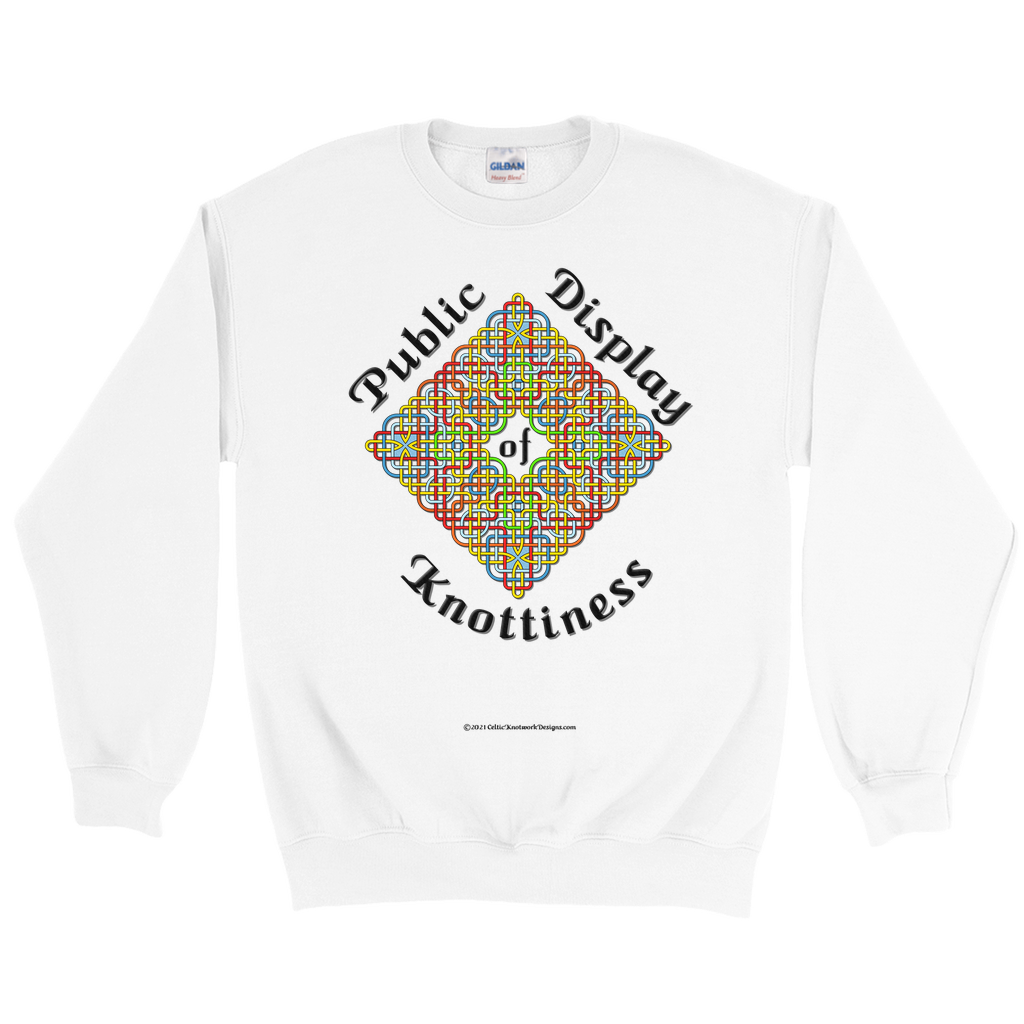 Public Display of Knottiness Celtic Frame white sweatshirt