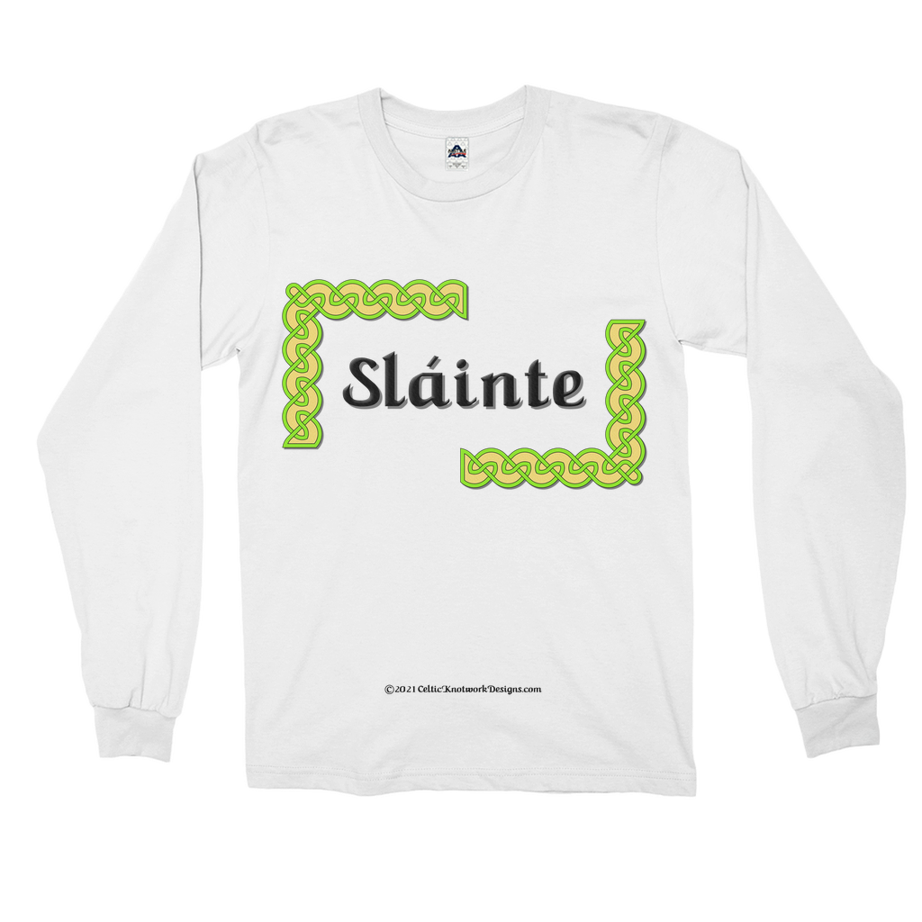 Slainte Celtic Knots white long sleeve shirt