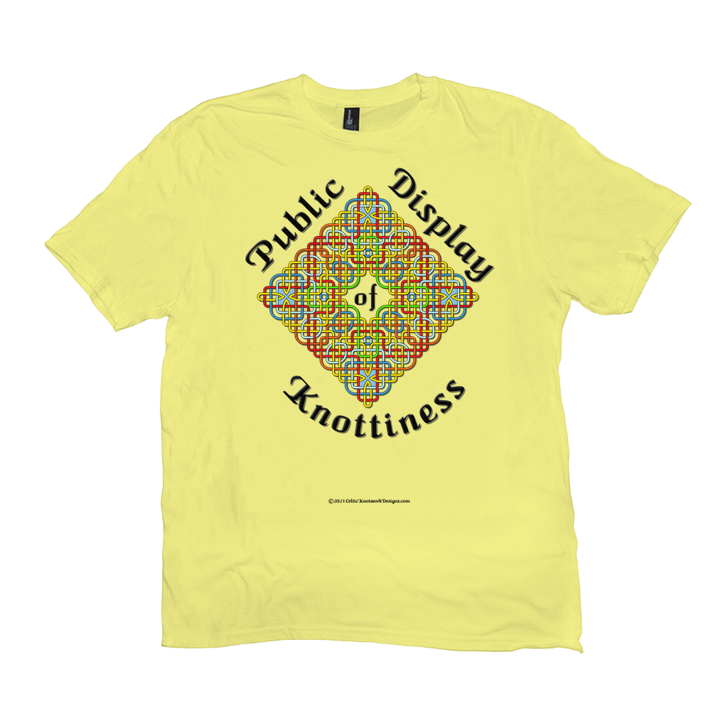 Public Display of Knottiness Celtic Knotwork Frame lemon yellow T-shirt sizes XL - 4XL