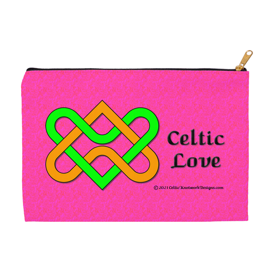 Celtic Love Heart Knot 8.5 x 6 flat accessory pouch with black zipper back