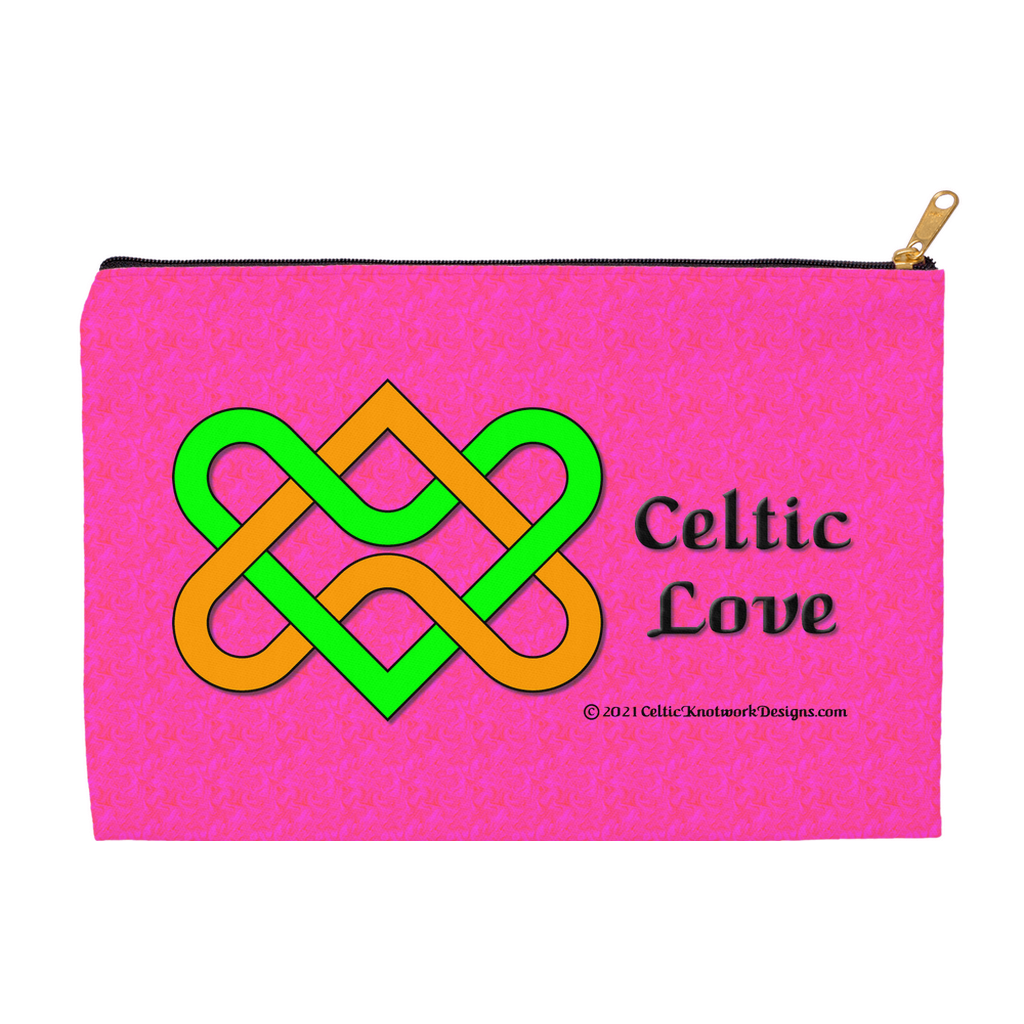 Celtic Love Heart Knot 8.5 x 6 flat accessory pouch with black zipper front