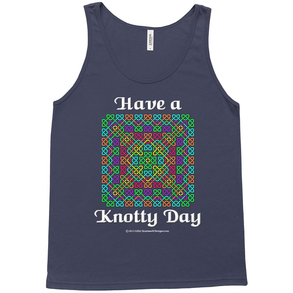 Have a Knotty Day Celtic Knotwork Panel navy tank top sizes XS-L