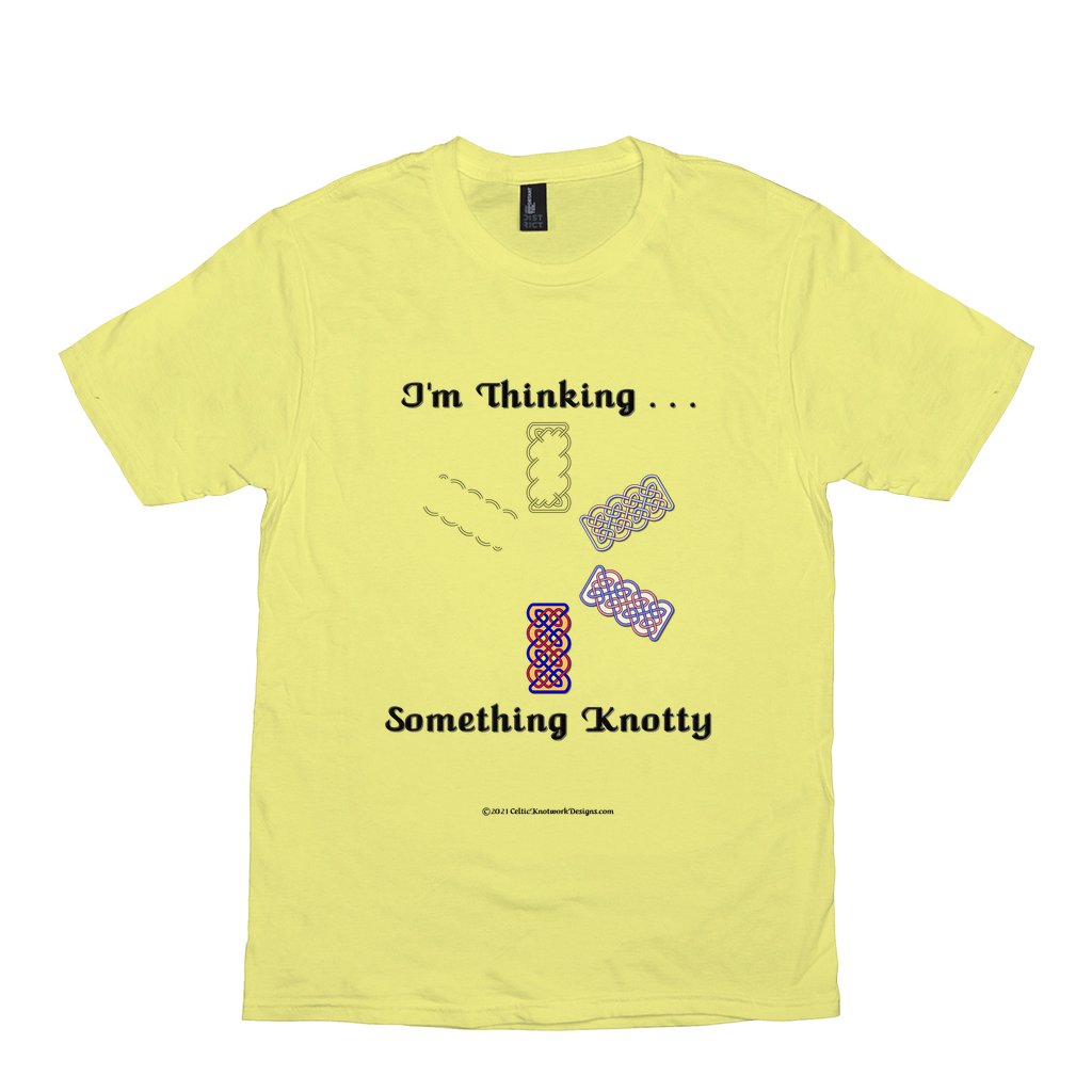 I'm Thinking Something Knotty Celtic Knotwork lemon yellow T-shirt sizes XS - S