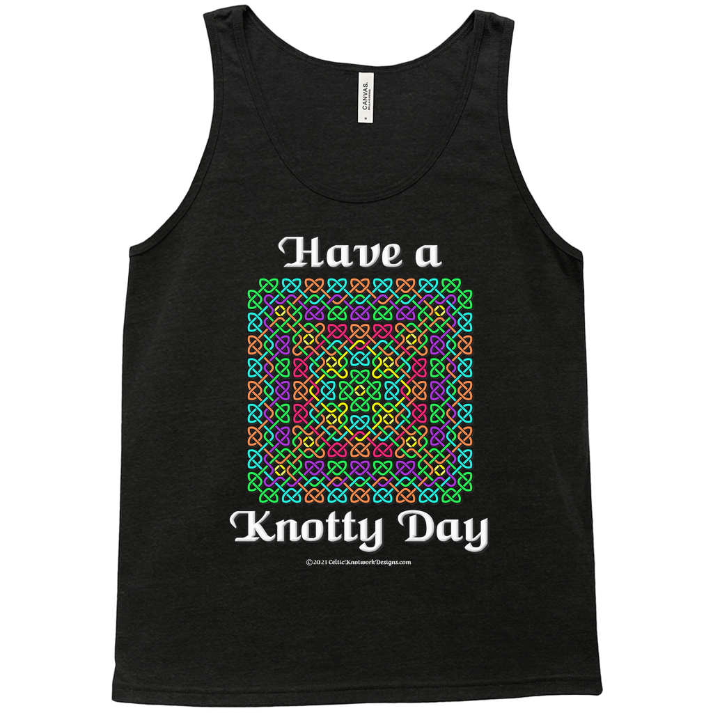 Have a Knotty Day Celtic Knotwork Panel black heather tank top sizes XS-L