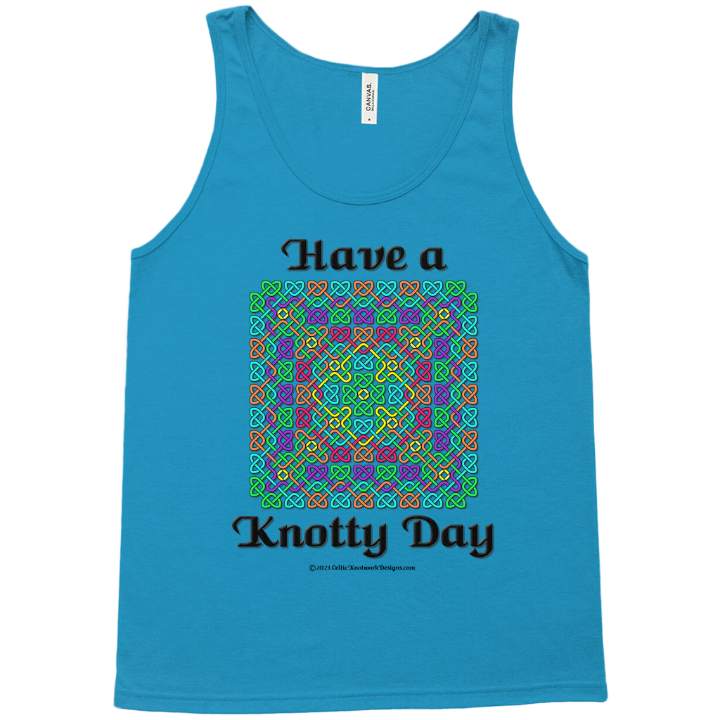 Have a Knotty Day Celtic Knotwork Panel neon blue tank top sizes XS-L