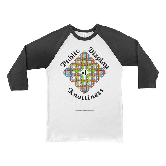 Public Display of Knottiness Celtic Knotwork Frame white with black 3/4 sleeve baseball shirt