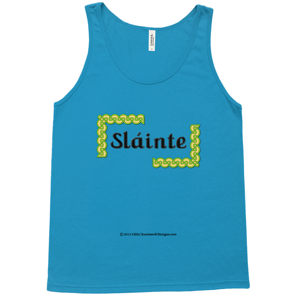 Slainte Celtic Knots neon blue tank top sizes XL-2XL