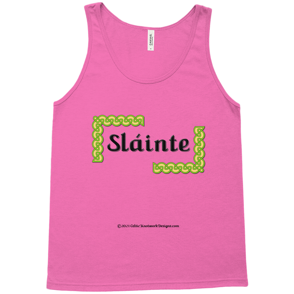 Slainte Celtic Knots neon pink tank top sizes XS-L