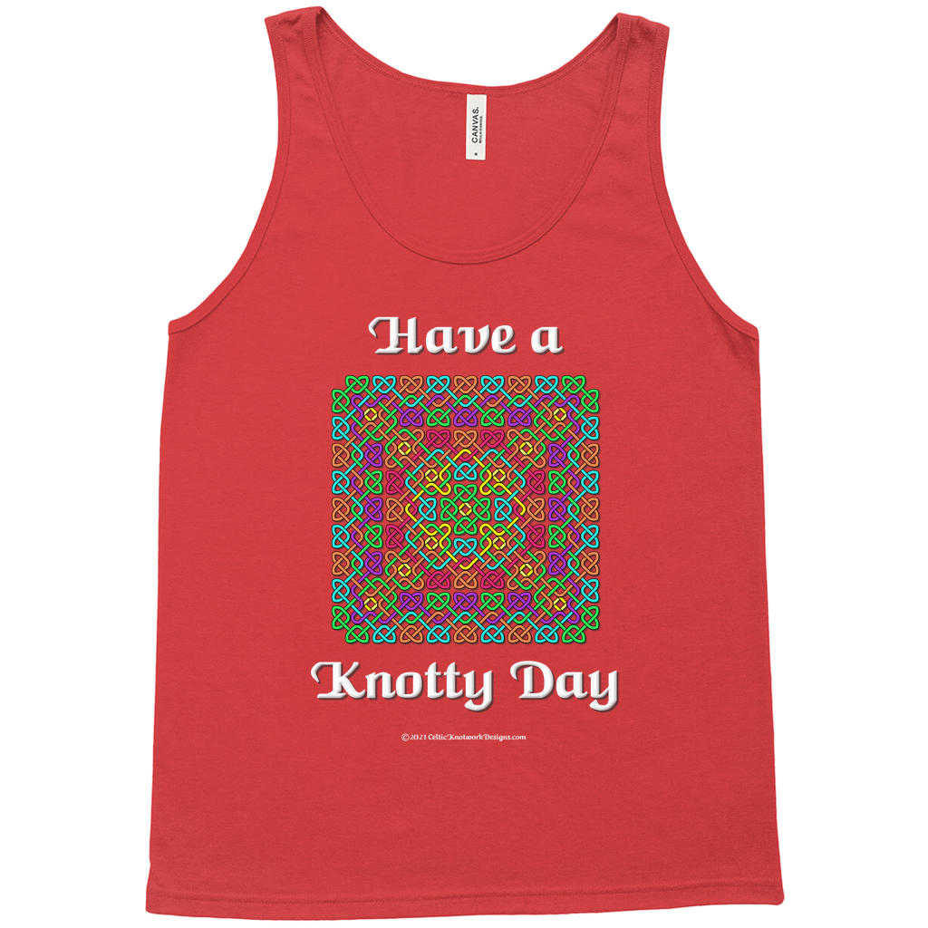 Have a Knotty Day Celtic Knotwork Panel red tank top sizes XL-2XL