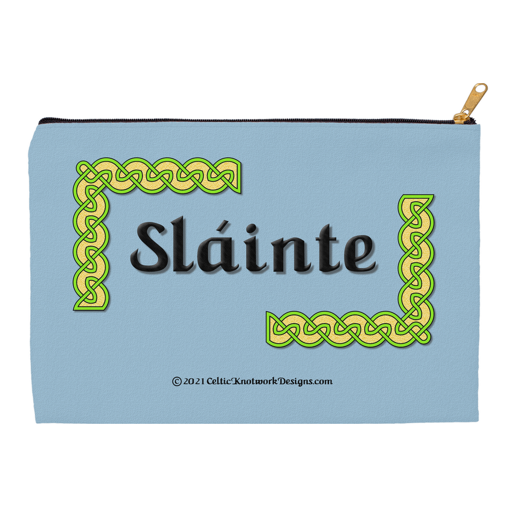 Slainte Celtic Knots 12.5 x 8.5 flat accessory pouch with black zipper front
