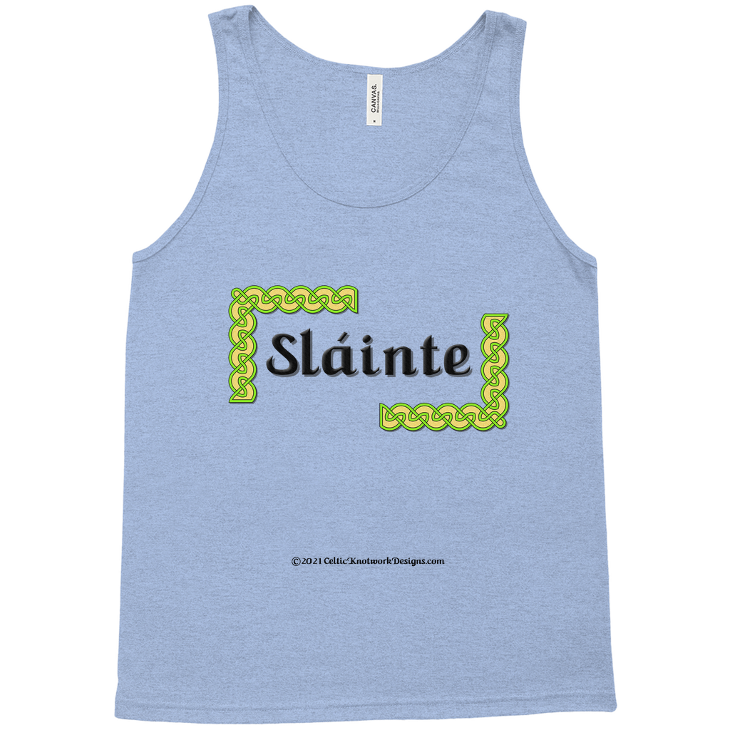 Slainte Celtic Knots blue tri-blend tank top sizes XS-L