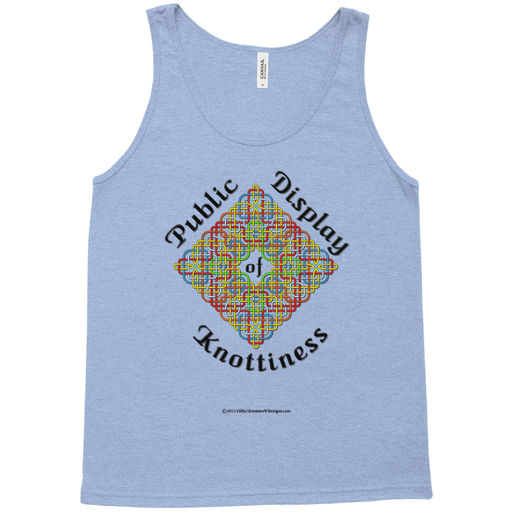 Public Display of Knottiness Celtic Knotwork Frame blue tri-blend tank top sizes XL - 2XL