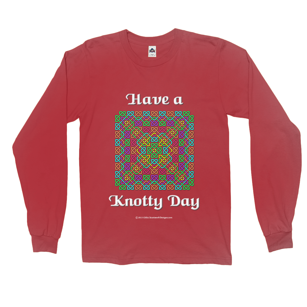 Have a Knotty Day Celtic Knotwork Panel red long sleeve shirt