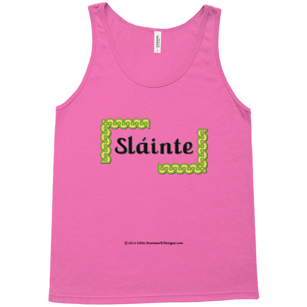 Slainte Celtic Knots neon pink tank top sizes XL-2XL