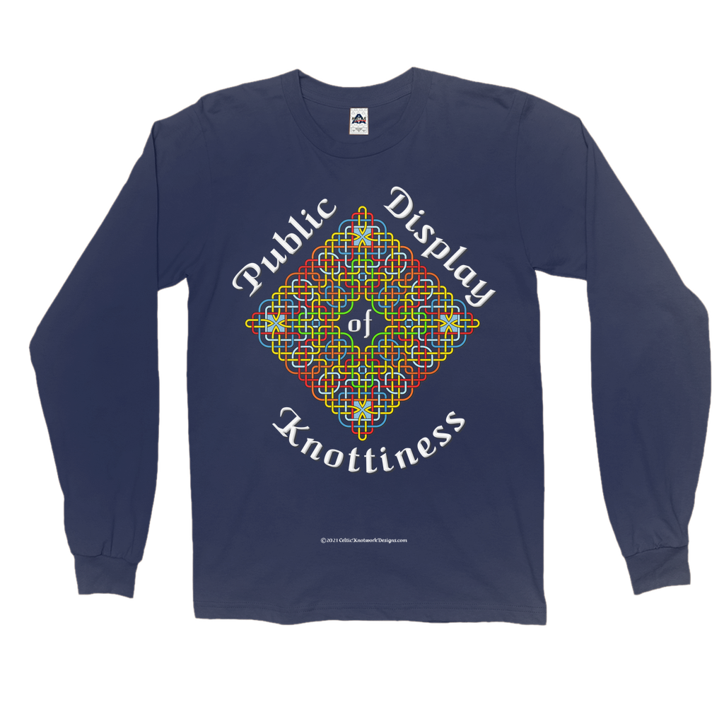 Public Display of Knottiness Celtic Knotwork Frame navy long sleeve shirt