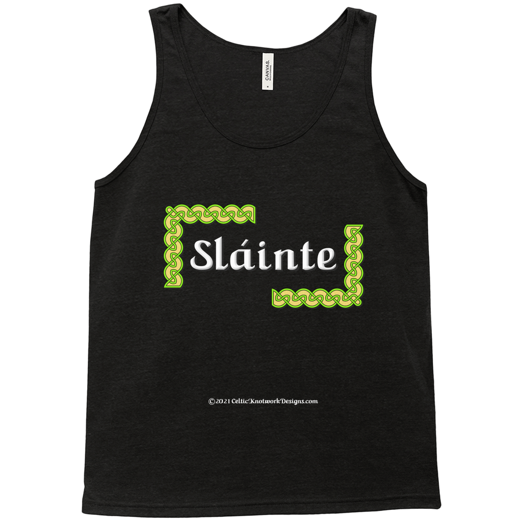 Slainte Celtic Knots black heather tank top sizes XS-L