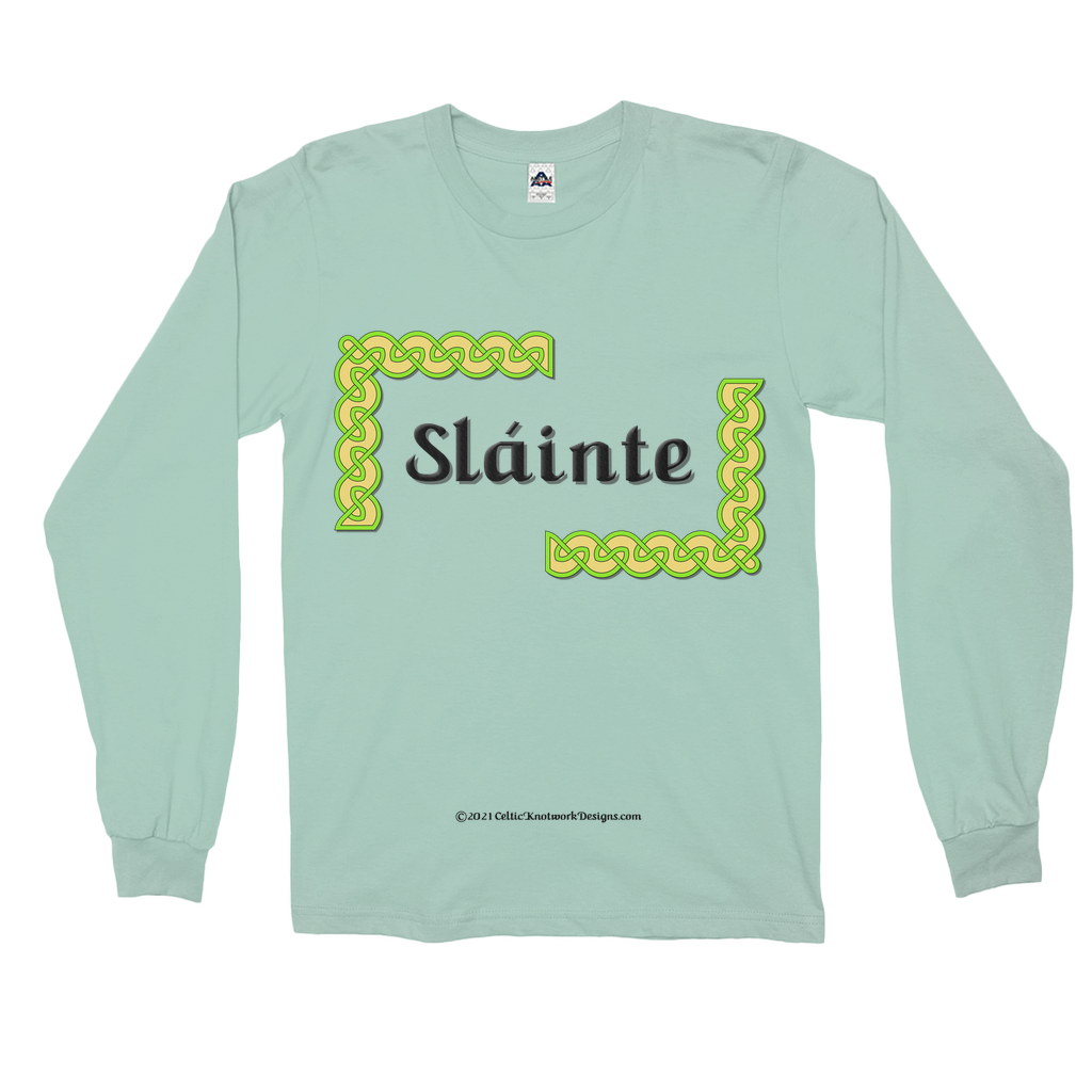 Slainte Celtic Knots celadon long sleeve shirt