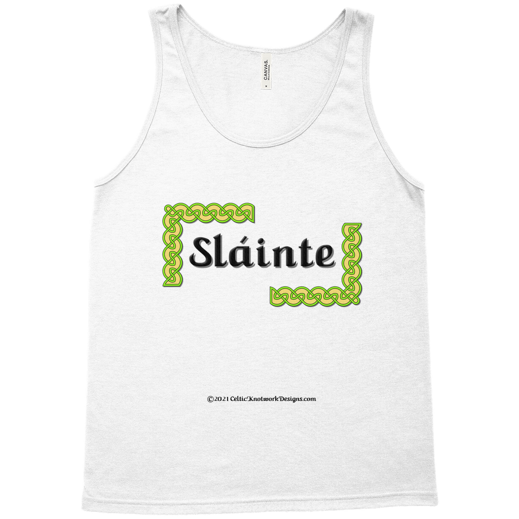 Slainte Celtic Knots white tank top sizes XS-L