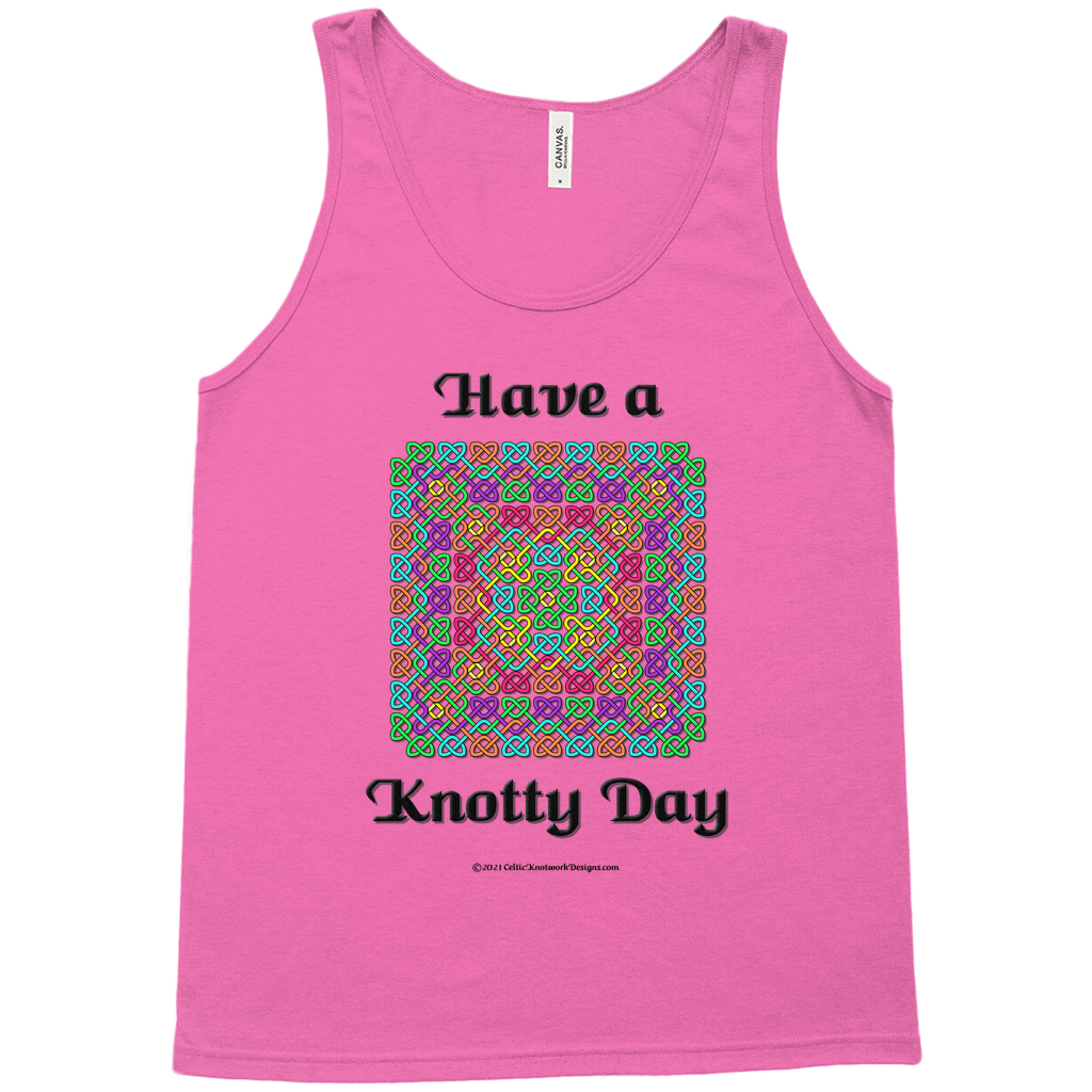Have a Knotty Day Celtic Knotwork Panel neon pink tank top sizes XL-2XL