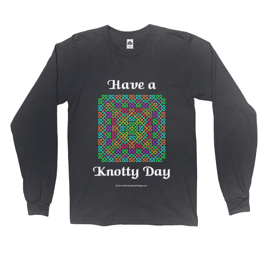 Have a Knotty Day Celtic Knotwork Panel black long sleeve shirt