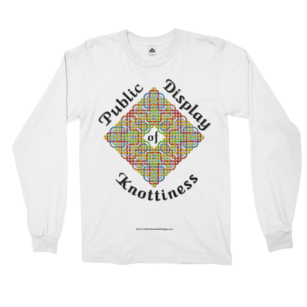 Public Display of Knottiness Celtic Knotwork Frame white long sleeve shirt