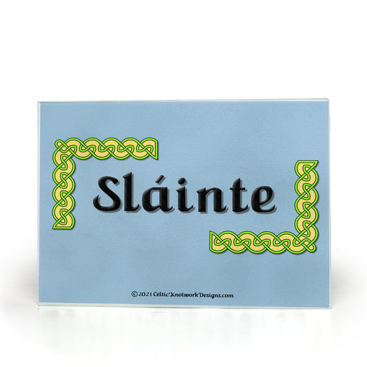 Slainte Celtic Knots glass cutting board front