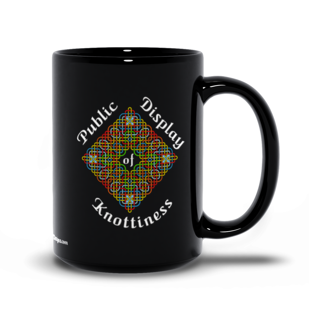 Public Display of Knottiness Celtic Knotwork Frame 15 oz. black coffee mug right side