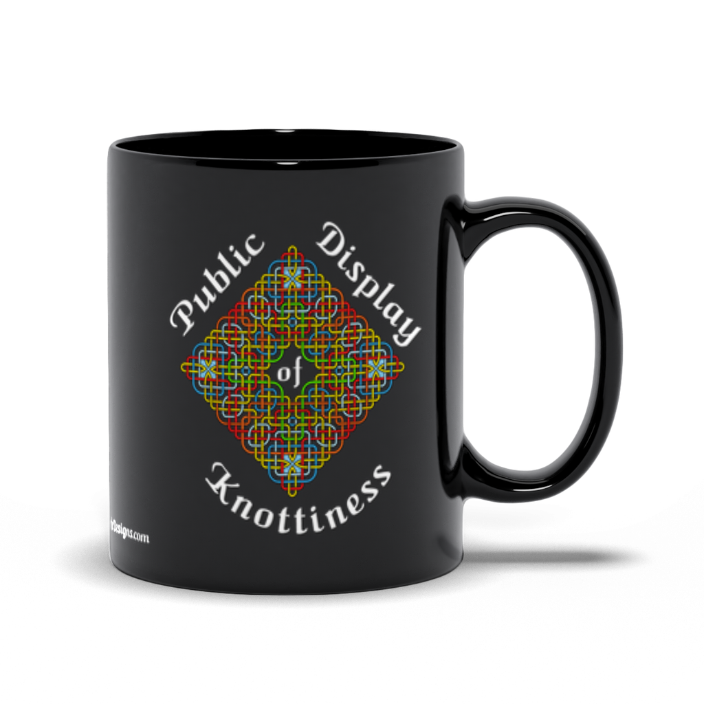 Public Display of Knottiness Celtic Knotwork Frame 11 oz. black coffee mug right side