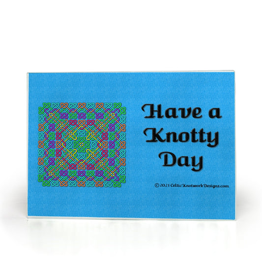 Have a Knotty Day Celtic Knotwork Panel glass cutting board front