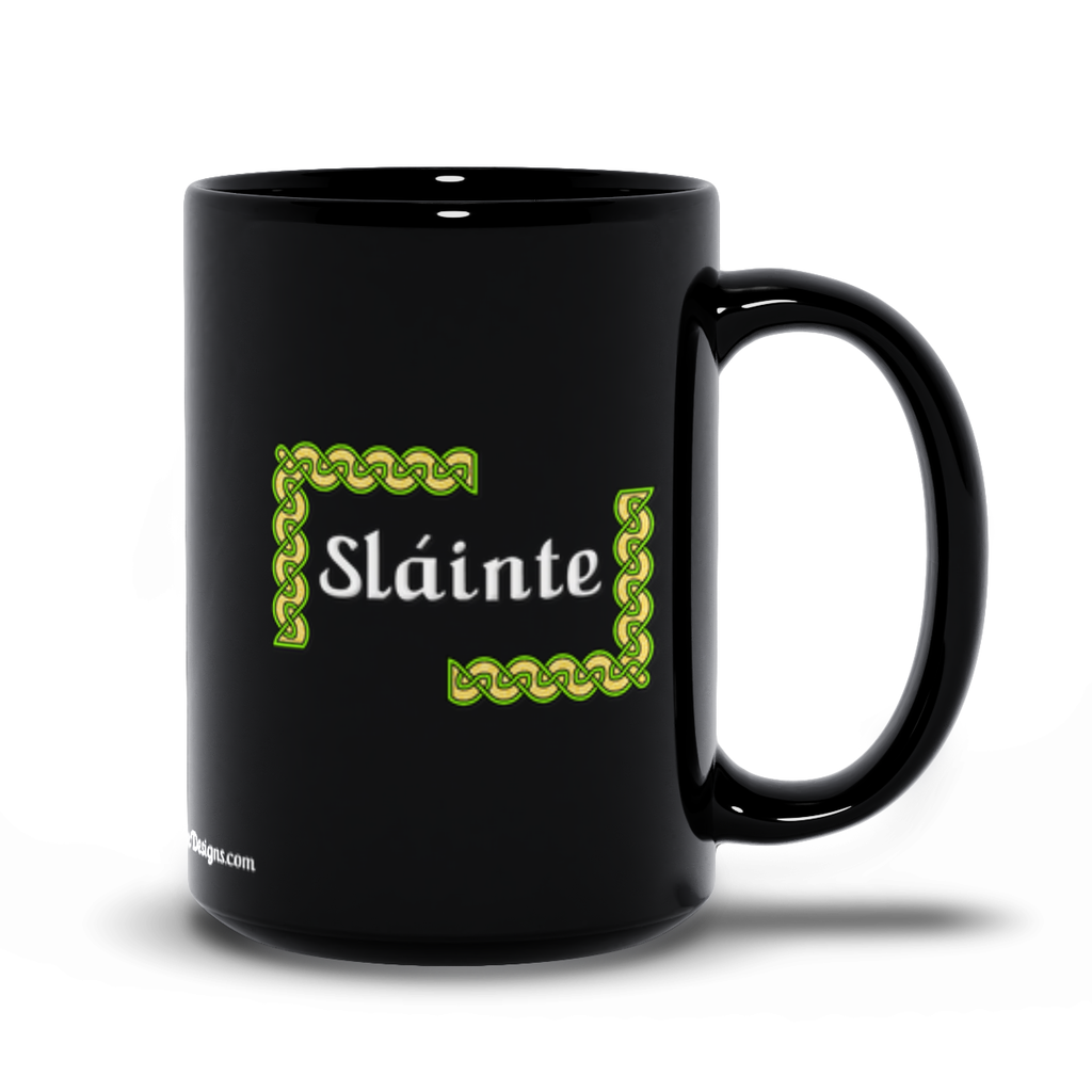 Slainte Celtic Knots 15 oz. black coffee mug right side