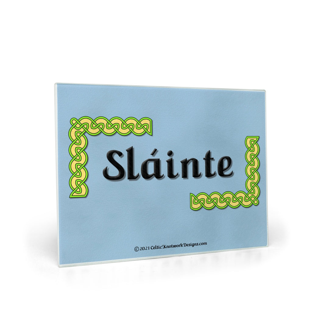 Slainte Celtic Knots glass cutting board profile