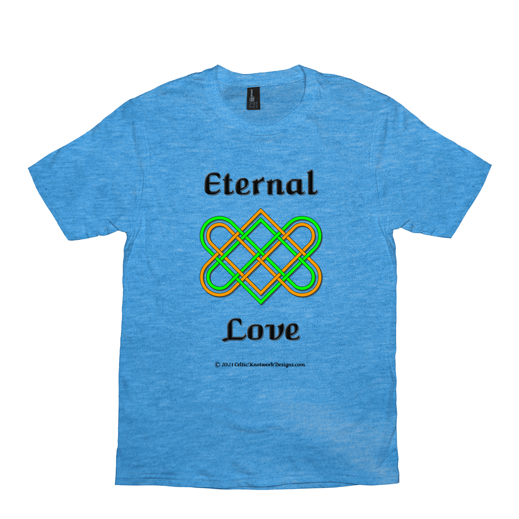 Eternal Love Celtic Heart Knot heather bright turquoise T-shirt sizes XS-S