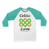 Celtic Love Heart Knot white with Kelly 3/4 sleeve baseball shirt