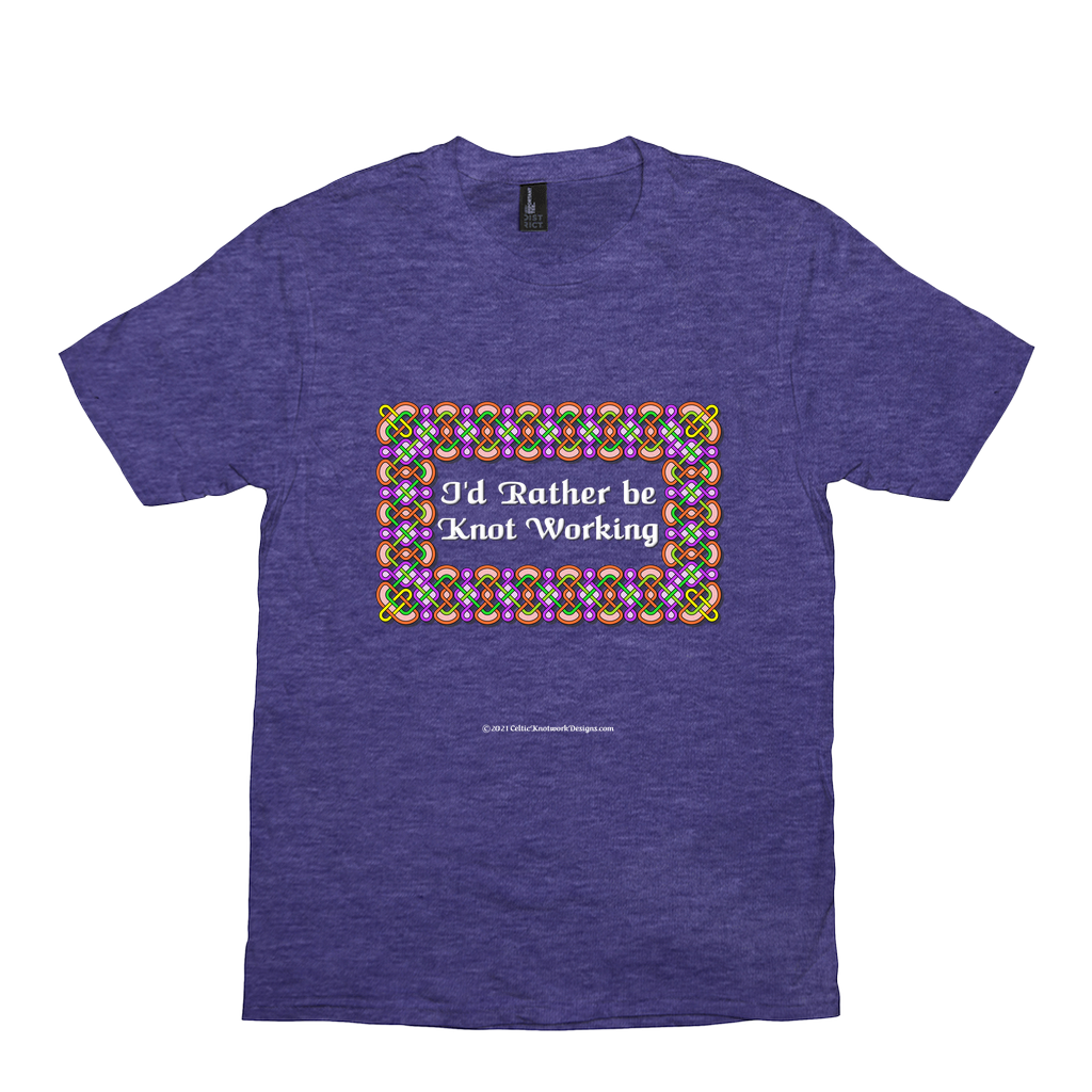 I'd Rather be Knot Working Celtic Knotwork Frame heather purple T-shirt sizes XS-S