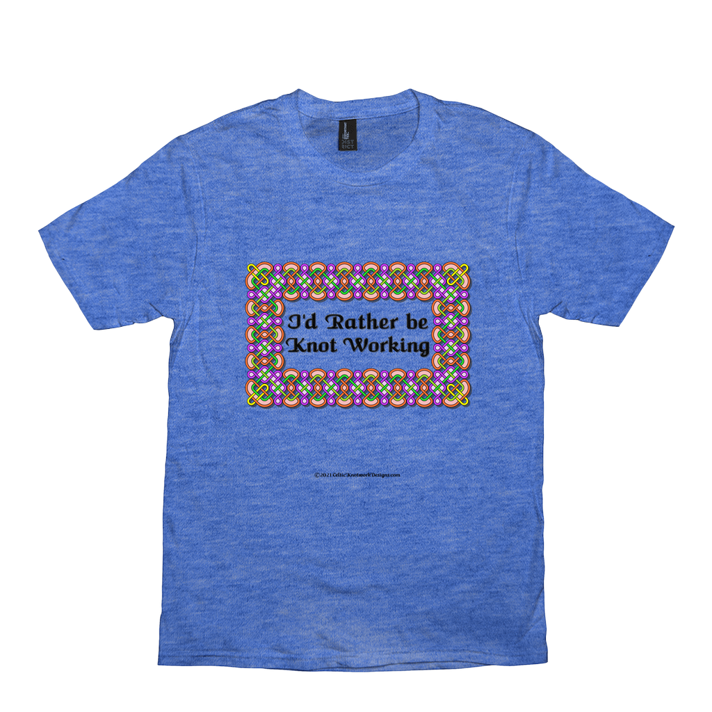 I'd Rather be Knot Working Celtic Knotwork Frame heather royal T-shirt sizes XS-S