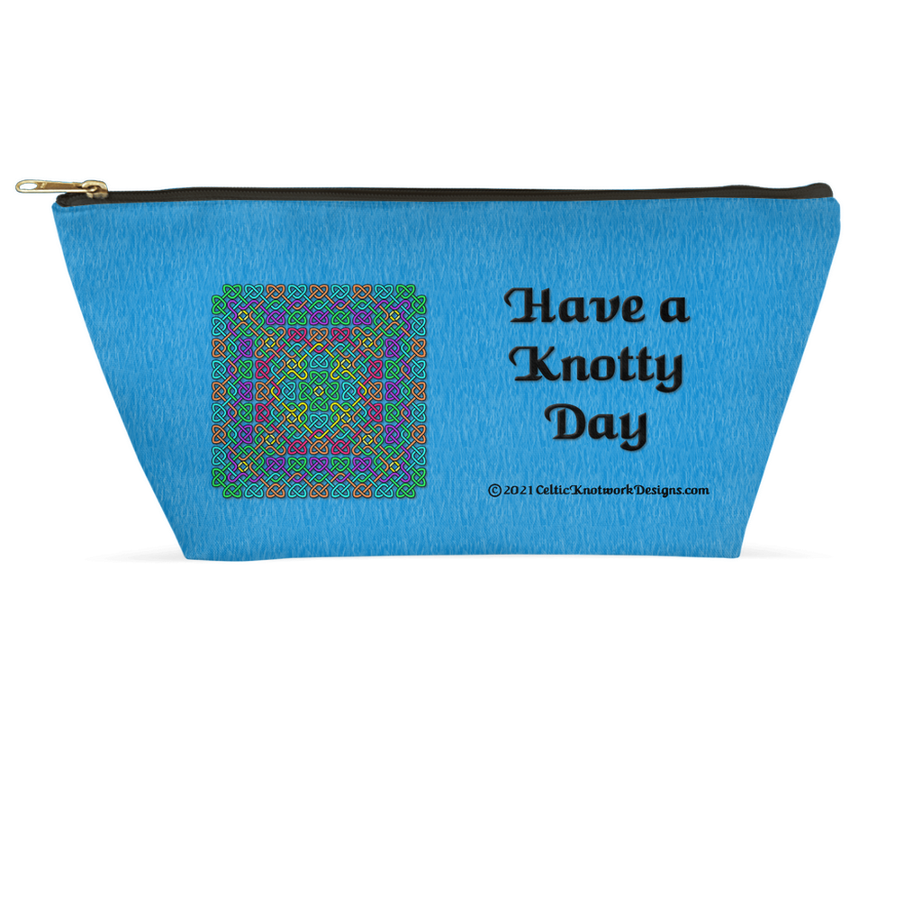 Have a Knotty Day Celtic Knotwork Panel 8.5 x 4.5 T-bottom accessory pouch with black zipper back